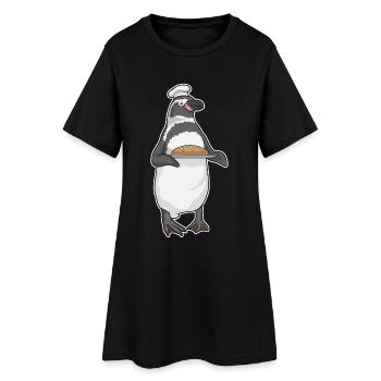 Pinguin Bäcker Brot Backen - Frauen T-Shirt-Kleid - Schwarz - Vorne