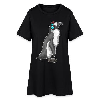 Musique casque Penguin - Robe T-shirt Femme - noir - Devant