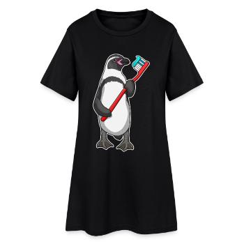 Brosse à dents Pingouin - Robe T-shirt Femme - noir - Devant