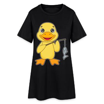 Pêche au poisson canard pêcheur - Robe T-shirt Femme - noir - Devant