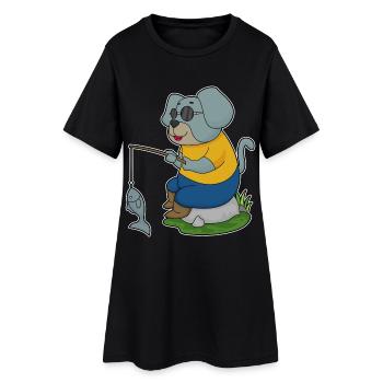 Pêche au poisson Dog Angler - Robe T-shirt Femme - noir - Devant