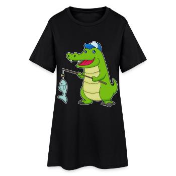 Pêche au poisson crocodile - Robe T-shirt Femme - noir - Devant