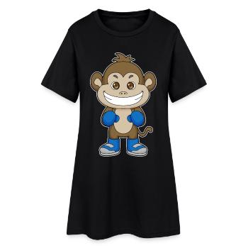 Monkey Boxer Boxing Gloves Boxing - Women’s T-Shirt Dress - black - Front