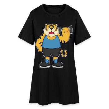 Tiger Bodybuilder Dumbbell Bodybuilding - Women’s T-Shirt Dress - black - Front