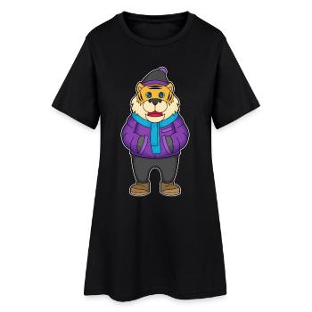 Chapeau d’hiver Écharpe de Tigre - Robe T-shirt Femme - noir - Devant