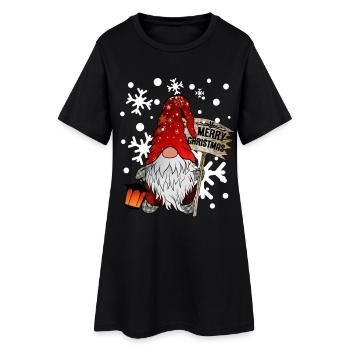 Noël Nain Noël Gnome de Noël avec des flocons de neige - Robe T-shirt Femme - noir - Devant