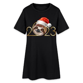 Paresseux du Nouvel An 2023 - Robe T-shirt Femme - noir - Devant