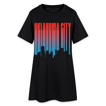 Oklahoma City Skyline Gradient - Frauen T-Shirt-Kleid - Schwarz - Vorne