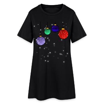 Boules d’arbre de Noël avec flocons de neige - Robe T-shirt Femme - noir - Devant