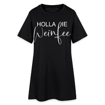 Weißwein Rotwein JGA Vino Wein - Holla die Weinfee - Frauen T-Shirt-Kleid - Schwarz - Vorne