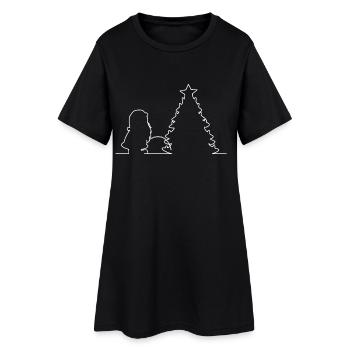 Santa Claus pees on Christmas tree, Christmas - Women’s T-Shirt Dress - black - Front