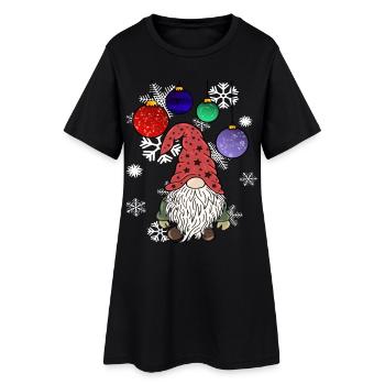 Gnome Christmas Elves with Snowflakes - Women’s T-Shirt Dress - black - Front