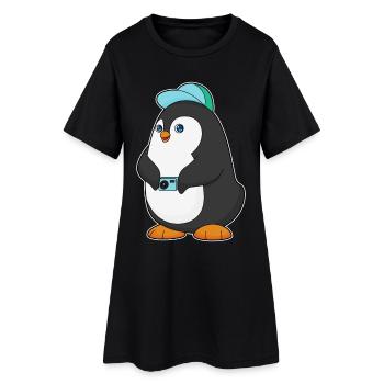 Photographe Penguin Appareil photo - Robe T-shirt Femme - noir - Devant