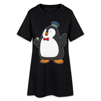 Chant du micro Penguin Singer - Robe T-shirt Femme - noir - Devant