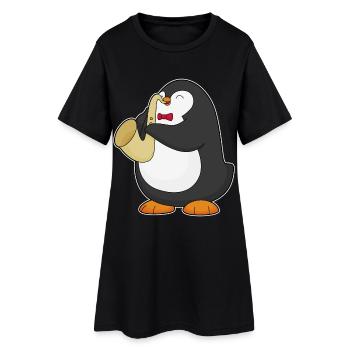 Penguin Musicien Saxophone Musique - Robe T-shirt Femme - noir - Devant