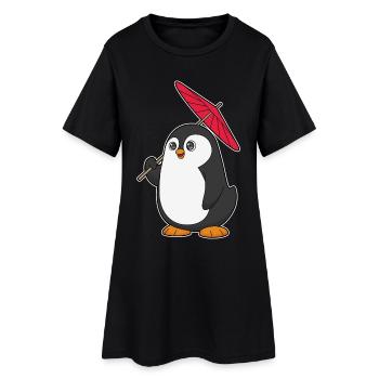 Parapluie pingouin - Robe T-shirt Femme - noir - Devant
