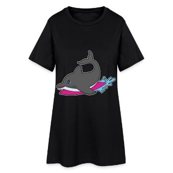 Été de surf sur planche de surf Dolphin - Robe T-shirt Femme - noir - Devant