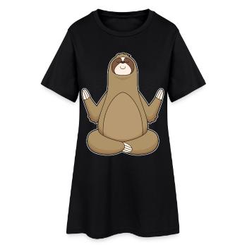 Méditation de fitness au yoga paresseux - Robe T-shirt Femme - noir - Devant