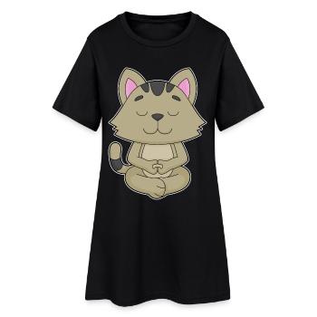Cat Yoga Fitness Meditation - Women’s T-Shirt Dress - black - Front