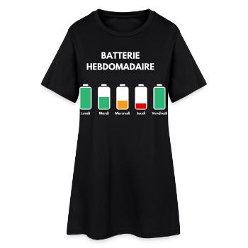 Batterie hebdomadaire. - Robe T-shirt Femme - noir - Devant