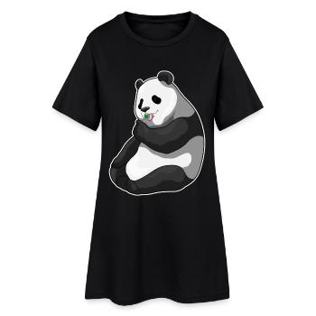 Panda Lutscher - Frauen T-Shirt-Kleid - Schwarz - Vorne