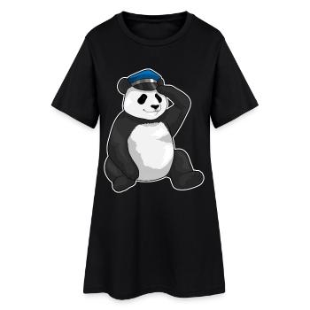 Panda Policeman Police Cap Police - Women’s T-Shirt Dress - black - Front