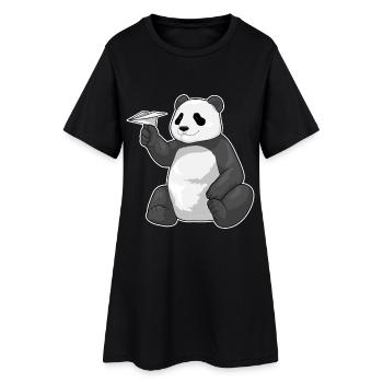 Panda Paper Plane - Robe T-shirt Femme - noir - Devant