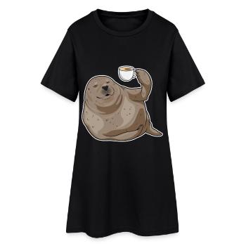 Tasse de café Seal - Robe T-shirt Femme - noir - Devant