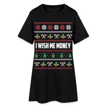 Je veux de l’argent pour Noël - Robe T-shirt Femme - noir - Devant