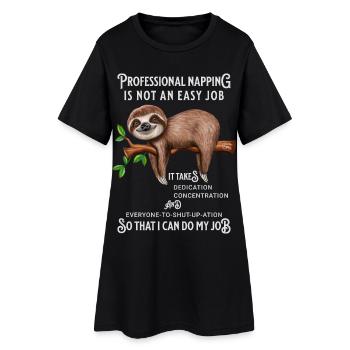 Paresseux Drôle en disant Humour de bureau - Robe T-shirt Femme - noir - Devant