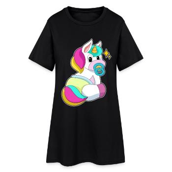 Tétine Licorne - Robe T-shirt Femme - noir - Devant