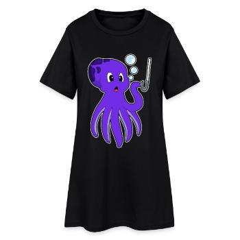Pêcheur de poulpe Pêche à l’hameçon - Robe T-shirt Femme - noir - Devant