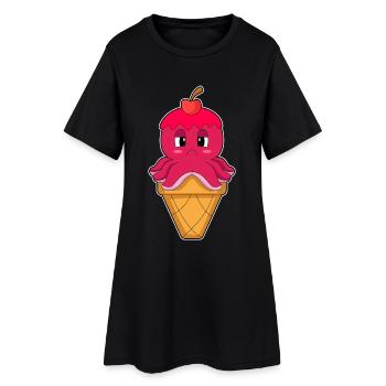 Glace gaufrée au poulpe - Robe T-shirt Femme - noir - Devant