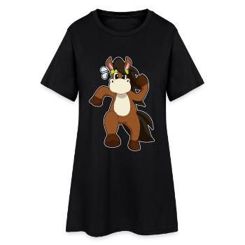 Courses hippiques - Robe T-shirt Femme - noir - Devant