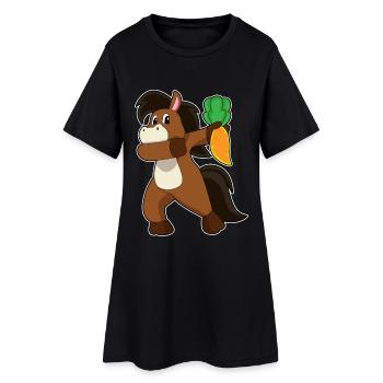 Cheval Carotte - Robe T-shirt Femme - noir - Devant