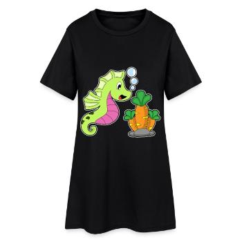Hippocampe Carotte - Robe T-shirt Femme - noir - Devant