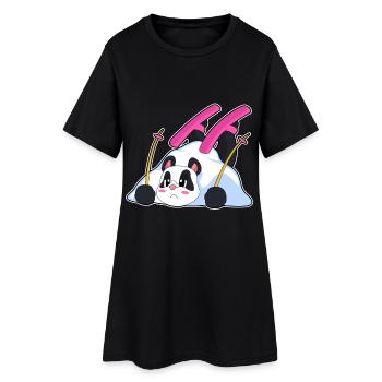 Panda Skifahrer Ski - Frauen T-Shirt-Kleid - Schwarz - Vorne
