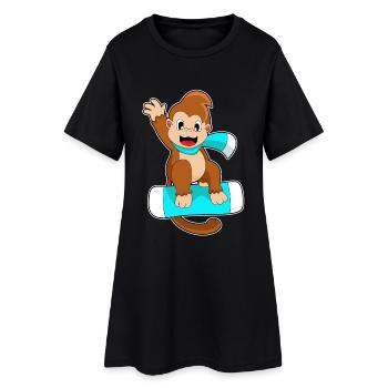 Snowboardeur Singe Snowboard - Robe T-shirt Femme - noir - Devant