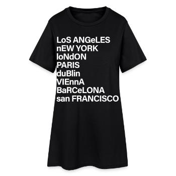 CITY NAMES BOLD white - Frauen T-Shirt-Kleid - Schwarz - Vorne