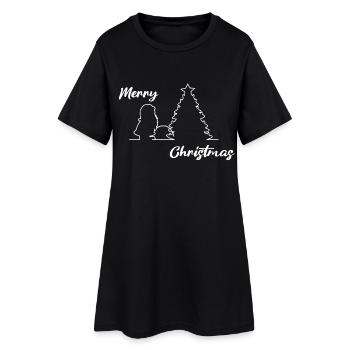 Santa peeing on Tree, Merry Christmas, Weihnachten - Frauen T-Shirt-Kleid - Schwarz - Vorne