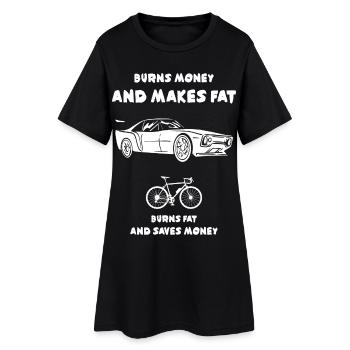 Auto verbrennt Geld und macht Fett - Frauen T-Shirt-Kleid - Schwarz - Vorne
