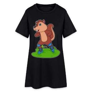 Eichhörnchen Inline skating Inline skates - Frauen T-Shirt-Kleid - Schwarz - Vorne