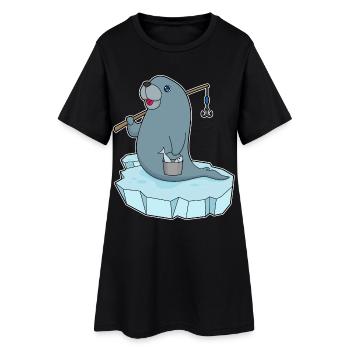 Pêche à la canne à pêche pour les pêcheurs de phoques - Robe T-shirt Femme - noir - Devant