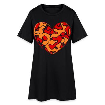 orangenes Herz Herzen Geschenk Muttertag Mutter - Frauen T-Shirt-Kleid - Schwarz - Vorne