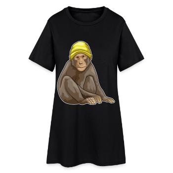 Monkey Winter Hat - Women’s T-Shirt Dress - black - Front