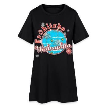 Fröhliche Weihnachten xmas - Frauen T-Shirt-Kleid - Schwarz - Vorne