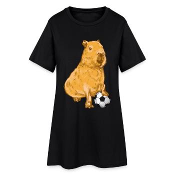 Capybara Fußball - Frauen T-Shirt-Kleid - Schwarz - Vorne