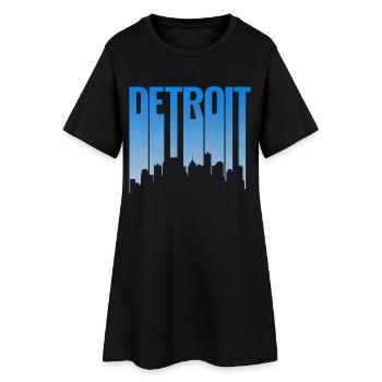 Lettres Detroit Skyline Design Bleu - Robe T-shirt Femme - noir - Devant