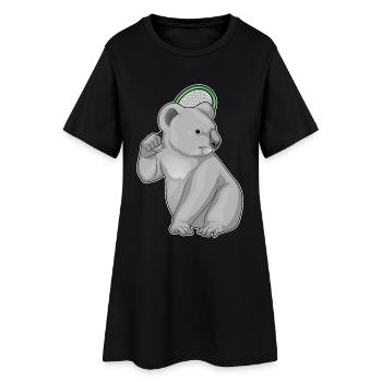 Koala Tennis Tennischläger - Frauen T-Shirt-Kleid - Schwarz - Vorne