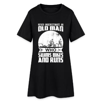 Drôle de vieil homme au triathlon - Robe T-shirt Femme - noir - Devant